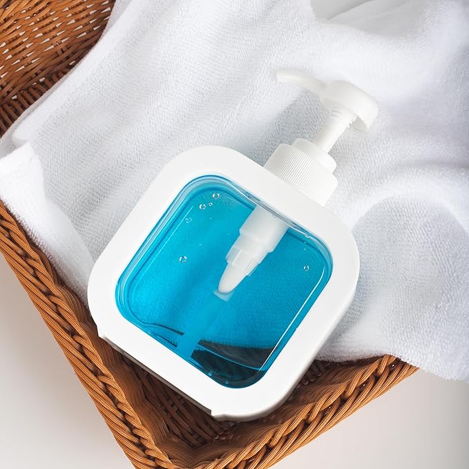 Modern Soap Dispenser for Bathroom and Kitchen Sink, Small Hand Soap Plastic Dish Soap Dispenser with Pump and Labels - White