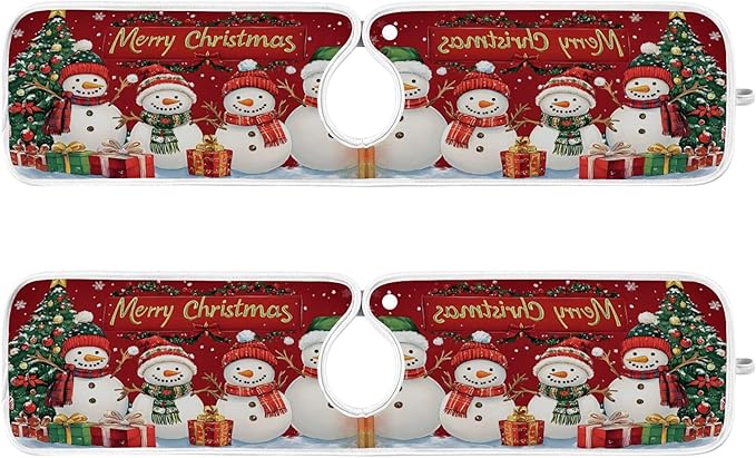 2 Pack Faucet Splash Catcher Christmas Snowman Sink Mat for Faucet Absorbent Kitchen Splash Guard Drip Catcher for Farmhouse Barthroom Bar, M