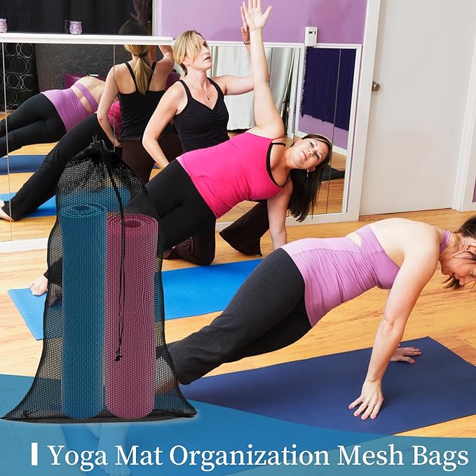 6PCS Black Mesh Bag Drawstring, 23 x 47 Inch Net Bag with Lock, Multipurpose Storage Bags for Gym, Laundry, Balls, Beach and Toys