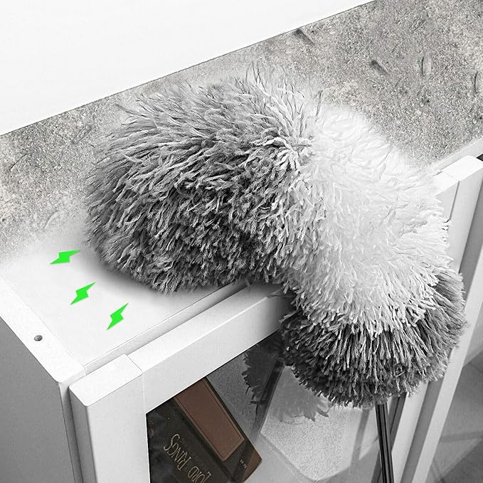BOOMJOY Microfiber Feather Duster with Extendable Pole and Bendable Head, 100" Telescoping Duster for Cleaning Ceiling, Fan, Furniture