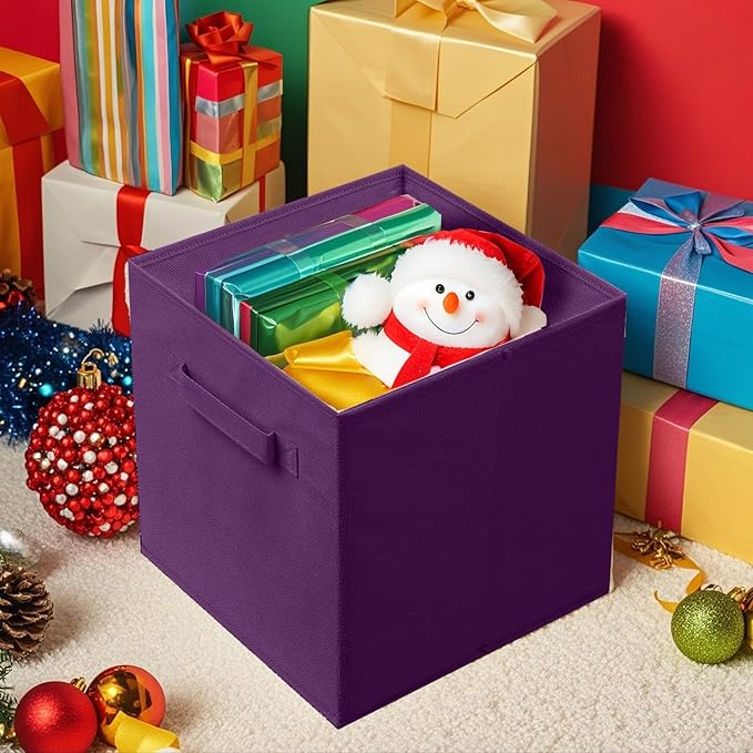 ShellKingdom Storage Bins, Foldable Fabric Storage Cubes And Cloth Storage Organizer Drawer For Closet And Toys Storage, 2 Pack (Purple)