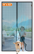 MAGZO Magnetic Screen Door Fit Door Size 34 x 82 Inch, Screen Size 36" x 83" Fiberglass Door Screen Net for Sliding Door Black