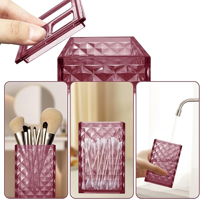 2PCS Burgundy Bathroom Accessories. Contain Soap Dispenser and Toothbrush Holder Set. Boho Bathroom Set for Blue Bathroom Décor
