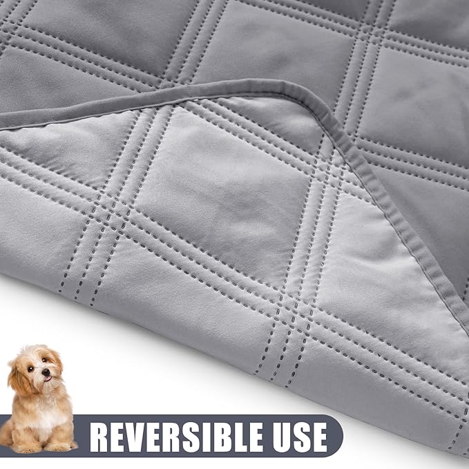 Smiry Waterproof Dog Bed Cover Blanket 30x70, Soft Reversible Pet Blanket, Washable Leakproof Cats Dogs Couch Cover for Sofa, Couch, Furniture, Lattice, Grey/Light Grey