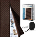 Magnetic Thermal Insulated Door Curtain Fits Door Size 36 x 82 Inch, Insulation Cover for Cold, Oxford Cloth Thicken Cotton Filled Blanket for Front Back Attic Door in Winter, Brown