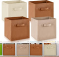 Yinder 4 Pcs Cube Storage Bin Brown 11'' Storage Bins for Playroom Decor Colorful Bins for Kids Foldable Baskets for Nursery Organizer Boxes Fabric Boxes