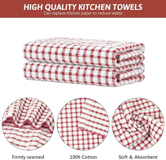 Nialnant 8 Pack Kitchen Towels, Dish Towels for Kitchen, 100% Cotton Dish Cloths for Washing Dishes, Quick Drying Reusable Cleaning Rag - 25 x 16 in