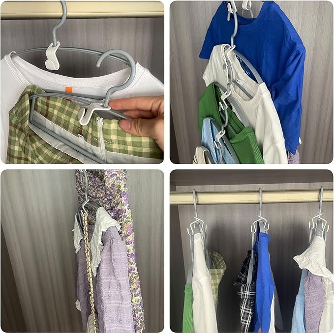 Clothes Hanger Connector Hooks, 64PCS Hanger Extender Clips,Cascading Hanger Hooks,Used in Closet Hangers Space Saving and Organizer Closets