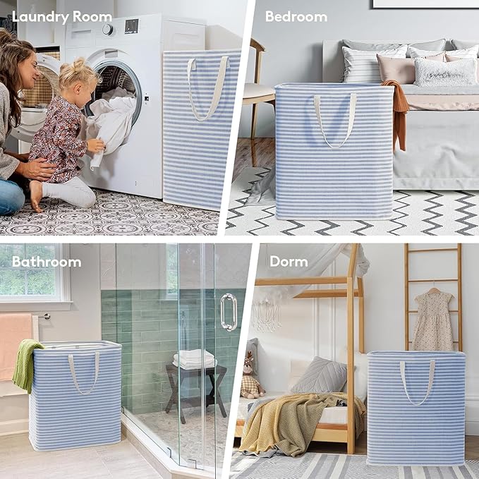 Lifewit 1 Pack Laundry Hamper Large Collapsible Laundry Baskets, Freestanding Waterproof Clothes Hamper with Easy Carry Handles in Laundry Room Bedroom Bathroom College Dorm, Blue, 100L