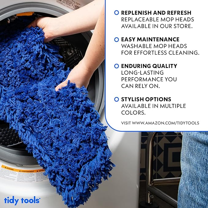 Commercial Dust Mop Replacement Head - 30 x 5 in. Cotton Nylon Reusable Mop Head, Industrial Dust Mop Refill for Floor Cleaning & Janitorial Supplies, Blue