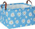 Rectangular Daisy Storage Basket,Collapsible Gift Basket with Handles,Books Box, Room Decor(Daisy)