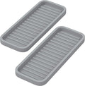 ZAPPOWARE Silicone Kitchen Sink Caddy Sponge Holder 9x3.5 (2-pack) Gray - Bathroom Vanity Tray Organizer, Kitchen Soap Tray for Dish Scrubber, Soap Dispenser and Sponge