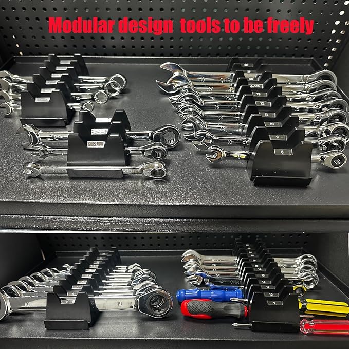 84 pcs Magnetic Modular Wrench Organizer Wrench Holder - Wrenchs Tool Organizers for Tool Drawer Storage, Wrenchs Rack with Metric SAE Labels, Tool Storage Set Holder Festival Mechanics pcs