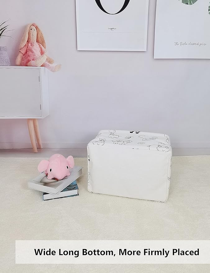 QUEENLALA Rectangular Laundry Hamper/Foldable Nursery Laundry Basket for Organizing/Storage Bin Baskets/Children Toy Office Bedroom/Toy Bin Closet Shelf Baskets（Rec-Zoo）