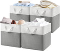 13x13x13 Cube Storage Bins,4 Pack Large Foldable Fabric Storage Cubes with Handles for Organizing Home, Closet, Shelf, Office(White&Gray)