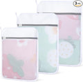 3 PCS Durable Honeycomb Mesh Laundry Bags for Delicates with Zipper, Reusable Laundry Bag Mesh Wash Bags for Washing Machine for Clothes, Shoes, Socks, Underwear, Bra (M + L + XL, White)
