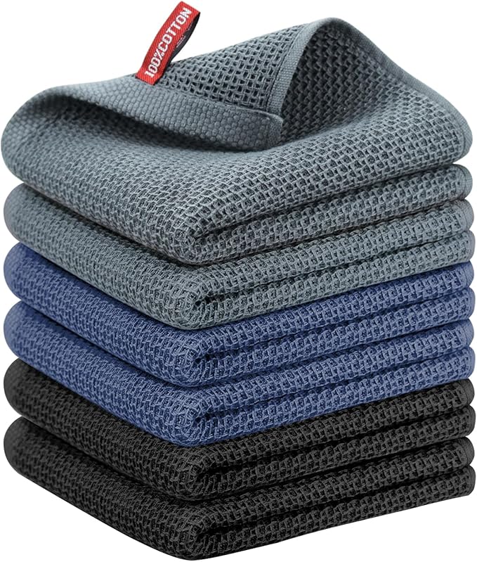 Nialnant 6 Pcs Kitchen Towels, 100% Cotton Kitchen Hand Towels, Super Soft and Absorbent Tea Towel, Dish Towels for Kitchen-13 x 28 in