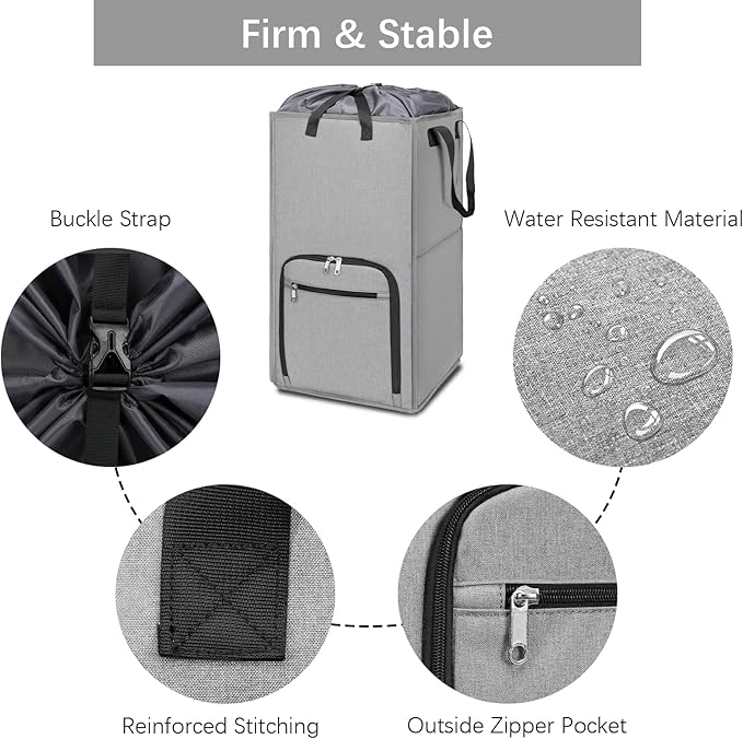 Bukere Rolling Laundry Hamper with Wheels, Large 90L Freestanding Collapsible Laundry Basket Bag for Clothes Storage, Heavy Duty Removable Wheeled Cart for College Dorm Apartment Laundry Room Bathroom