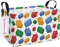 QUEENLALA Rectangular Laundry Hamper/Foldable Nursery Laundry Basket for Organizing/Storage Bin Baskets/Children Toy Office Bedroom/Toy Bin Closet Shelf Baskets (Rec-Blocks)