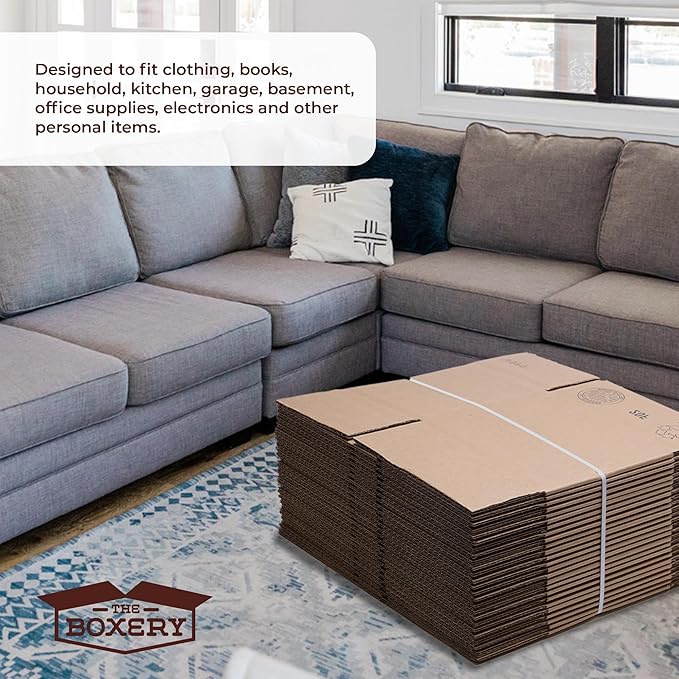 The Boxery Moving Boxes 15-Pack X-Large | 22x22x22 inch Brown/Kraft Corrugated Cardboard Packing, Moving & Storage for Business/Home – Durable - Eco-Friendly, Recyclable - Made in the USA
