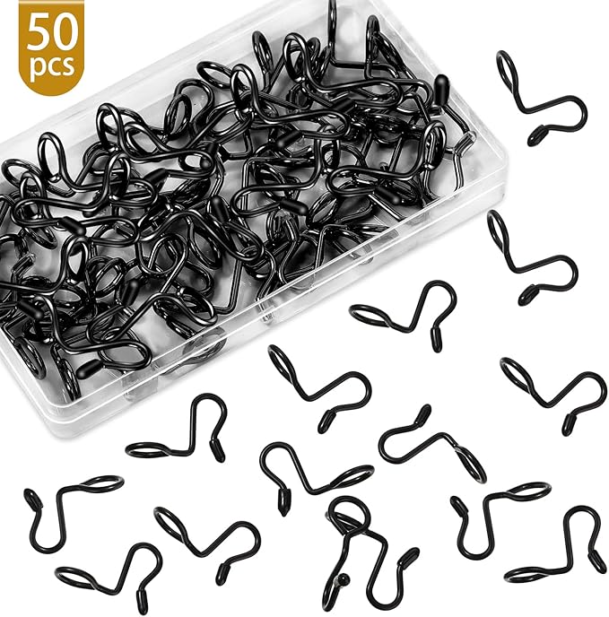 Sratte 50 Pieces Clothes Hanger Connector Hooks, Metal Clips Extender Hooks for Velvet Hangers Closet Space Saving(Black,50 Pieces)