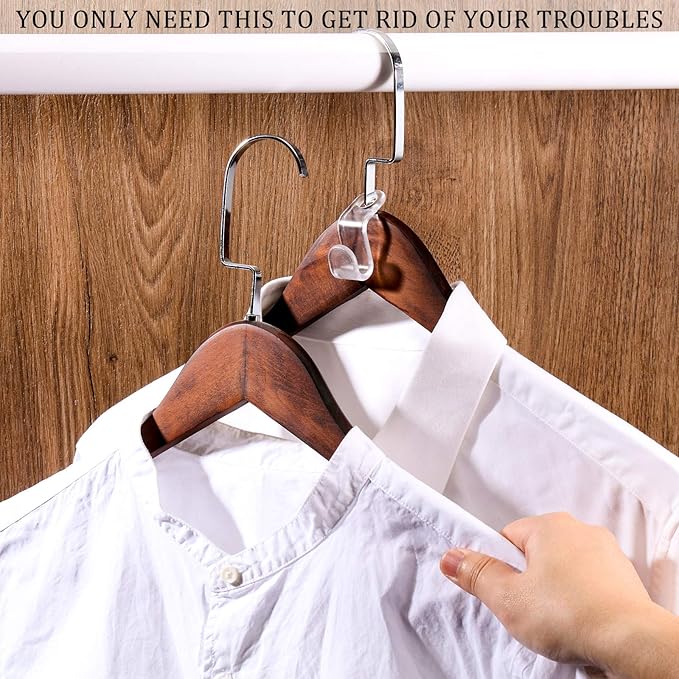 Jetec 48 Pieces Clear Clothes Hanger Connector Hooks Hanger Extender Clips Cascading Connection Hooks Outfit Holders for Clothes Closet (Clear)