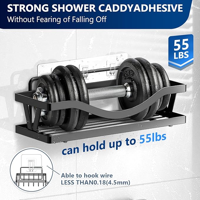 HOREAKHJ Shower Caddy Adhesive Replacement Hooks, Strong Waterproof Strips, No Drilling for Bathroom Shelves, Kitchen Racks, and Soap Holders (Transparent-4 Pack 3 Hook)