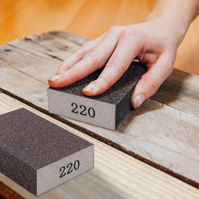 Romeda 8-Pack Sandpaper Block, 220 Grits Washable and Reusable Handmade Sanding Sponge, Drywall Sandpaper Blocks for Wooden Drywall Sheetrock and Metal Glazing