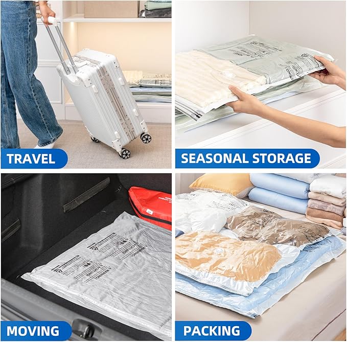 TAILI 16 Pack Vacuum Storage Bags for Comforter and Blankets, Jumbo Vacuum Seal Bags for Bedding 40x31 Inch, Space Saver Bags for Clothes, Pillows, Saving More Closet Space