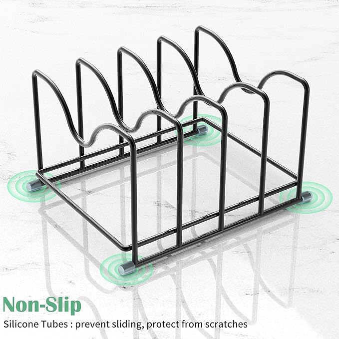 Pot Lid Organizer Rack,1.6in Wide Cutting Board Organizer for Pan Lids,Baking Sheets,Cookie Sheets, with 4 Slots,Cutting Board Holder Rack(2PC-Medium)