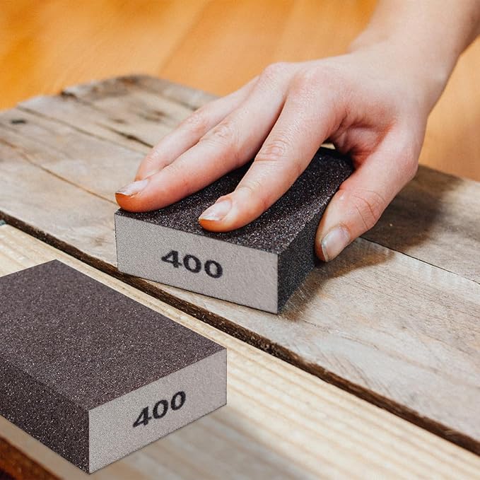 Romeda 8-Pack Sandpaper Block, 400 Grits Washable and Reusable Handmade Sanding Sponge, Drywall Sandpaper Blocks for Wooden Drywall Sheetrock and Metal Glazing