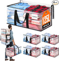 BlissTotes 4-Pack Large Moving Bags with Backpack Straps & Strong Zippers, Heavy-Duty Storage Bags Moving Boxes for Space Saving, Dorms, Transport, 125L-30 Gallons, Clear