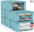 Sorbus Medium Clothes Storage Bags - Foldable Blanket Storage Bins for Organizing Bedroom, Closet, Clothing, Comforter, Organization with Clear Window, Lids and Carry Handles - Set of 8