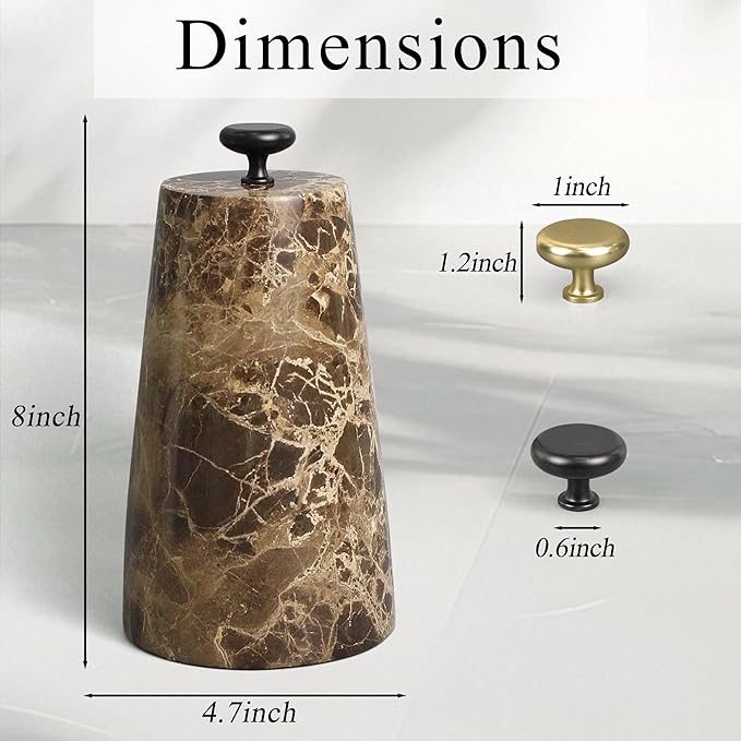 Marble Decorative Door Stoppers, Natural Marble Stone Doorstop with 2 Brass Handle. Heavy Duty Door Stop for Modern Home Decor. Anti-Slip Silicone Base Indoor Door Holder, Weighted Door Stop - Brown