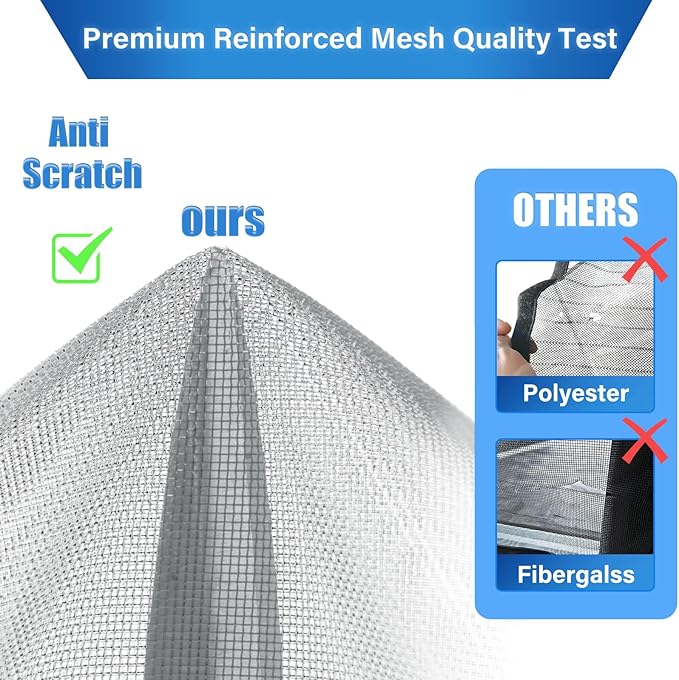 Magnetic Screen Door Upgraded PET Mesh Stronger Than Fiberglass and Polyester,Hands Free,Keeps Bugs Out,Pet & Kid Friendly,Suitable for Sliding Door,Large Patio Door and French Door-60''x96''