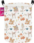 Laundry Hamper Large Canvas Fabric Lightweight Storage Basket/Toy Organizer/Dirty Clothes Collapsible Waterproof for College Dorms, Boys and Girls Bedroom,Bathroom(colorful animals)