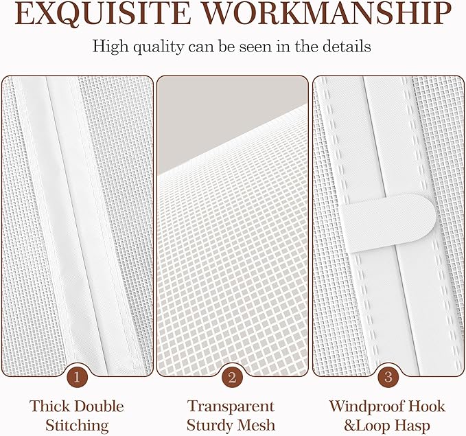 yotache White Magnetic Screen Door Fit 64" x 80" Doors, Screen Size 66" x 81" Double Door Net Curtain for Sliding Door