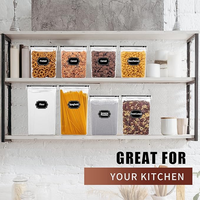 Skroam Large Airtight Food Storage Containers with Lids, 10 Pack Cereal Containers Storage Set - BPA Free Pantry Organizers and Storage for Flour, Sugar & Rice with Measuring Cup, Labels & Marker