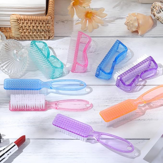 8 Pack Handle Grip Nail Brush, Nail Cleaning Brushes Set Pedicure Scrubbing Tool, Toes Fingernail Brush Scrub Cleaner Kit for Men and Women, Multicolor