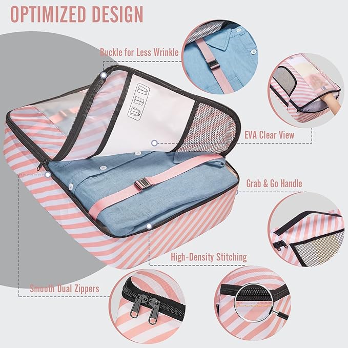 Veken 8 Set Packing Cubes for Travel Essentials, Suitcase Organizer Bags in 4 Sizes, Carry-On Luggage Accessories with Large Laundry & Hanging Toiletry Bag, Must-Have for Airplane, Road Trip & Camping