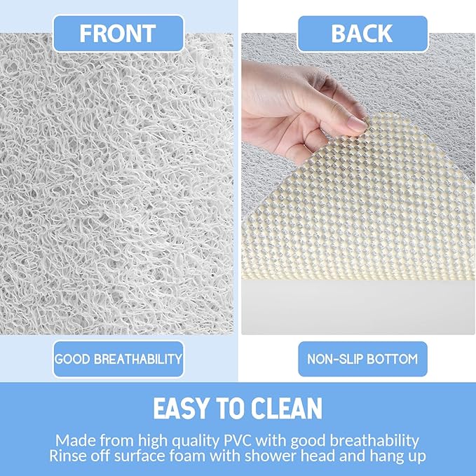 Hargiis Non-Slip Bathtub Mat, Anti Slip Shower Mat, Fast Drying Bathtub Mats, Foot Scrubber Mat, Anti Slip Mat for Tub, Floor, Bathroom, Kitchen, Home, Hotel (White 24"×24")