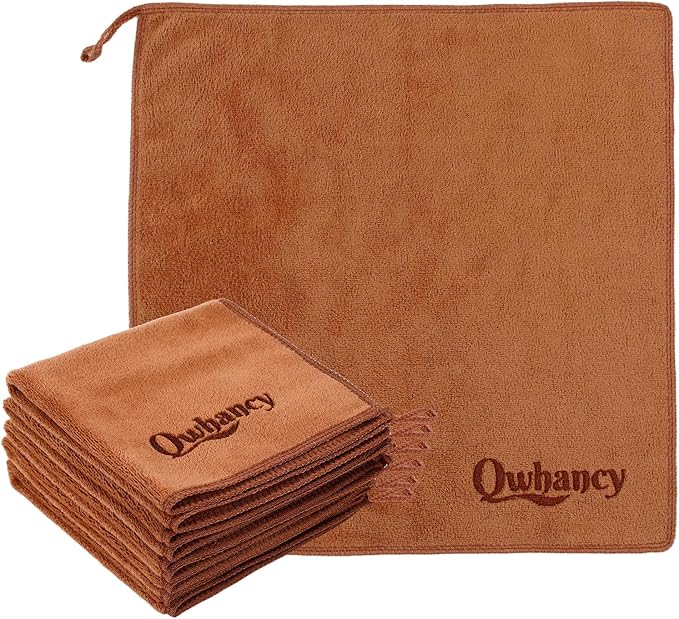 Microfiber Makeup Remover Cloth Face Towels Makeup Pads Soft Fingertip Face Wash Cloth Reusable Machine Washable High‑Absorbency Quick‑Dry Cleansing Facial Towels 12 × 12 in 6 Pack——Brown