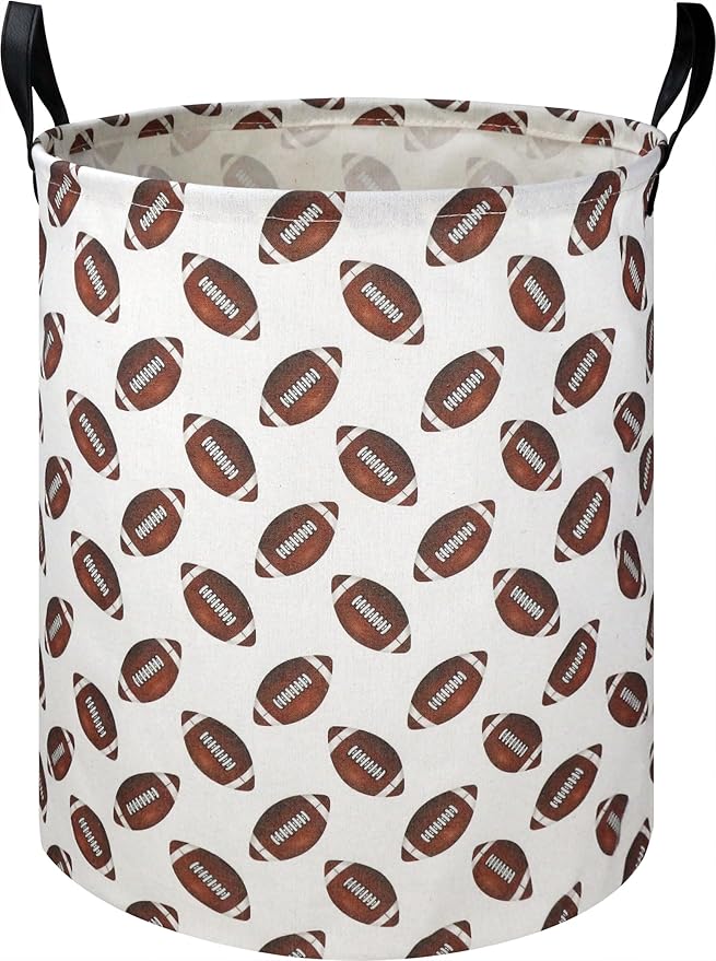 19.7" Football Laundry Basket,Kids Dirty Clothes Laundry Hamper,Waterproof Toys Storage Bin for Boys,Room Decor, Gift Baskets, Baby Nursery Hamper(Rugby)