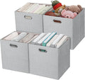 Posprica 11 Inch Cube Storage Bins for Organization, Fabric Storage Cubes Closet Storage Bins for Cube Organizer, Thick and Heavy Duty Storage Baskets for Shelves, 4pcs, Sliver Grey