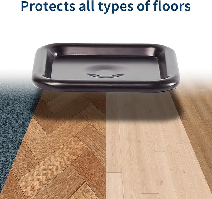 Ezprotekt 2 1/2" Square Carpet Bottom Furniture Caster Cups, 16 Pcs Reusable Furniture Coasters, Felt Furniture Sliders Pads to Protect Hardwood, Tile or Carpetd Floors from Scratches (Brown/Gray)