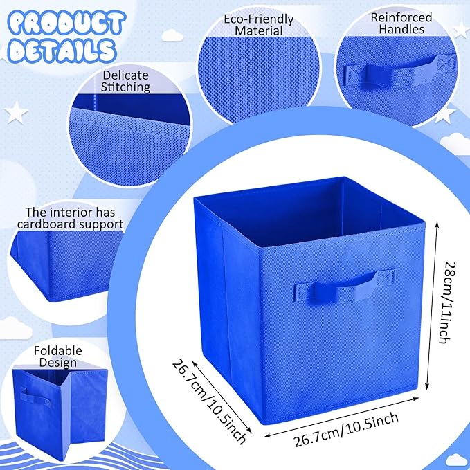 Yinder 12 Pcs Cube Storage Bin Rainbow Colored 11'' Storage Bins for Playroom Decor Colorful Bins for Kids Foldable Baskets for Nursery Organizer Boxes Fabric Boxes