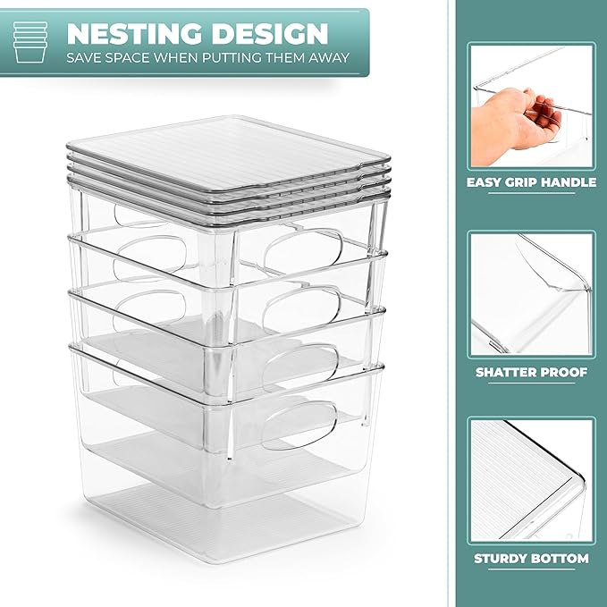 Sorbus Medium Clear Plastic Storage Bins with Lids, Clear Stackable Storage Bins, Clear Toy Storage Bins, Clothes, Medicine, Makeup, Closet, Art Supply, Bathroom, Shoe, Toy Storage Organizer (2 Pack)