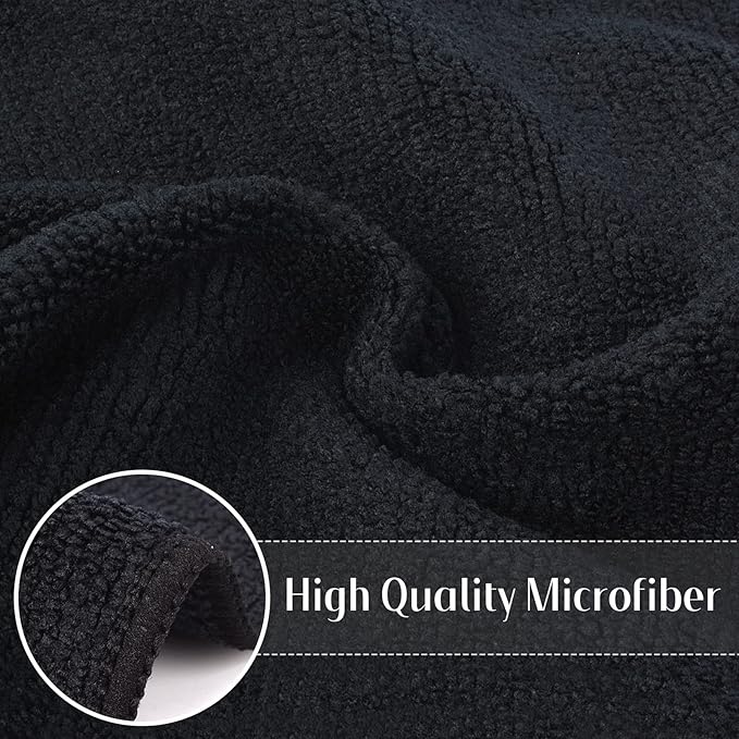 SINLAND Microfiber Cleaning Cloth Absorbent Dish Cloth Kitchen No Streak Dish Rags Glass Cleaning Cloths 12inchx12inch 12 Pack Black