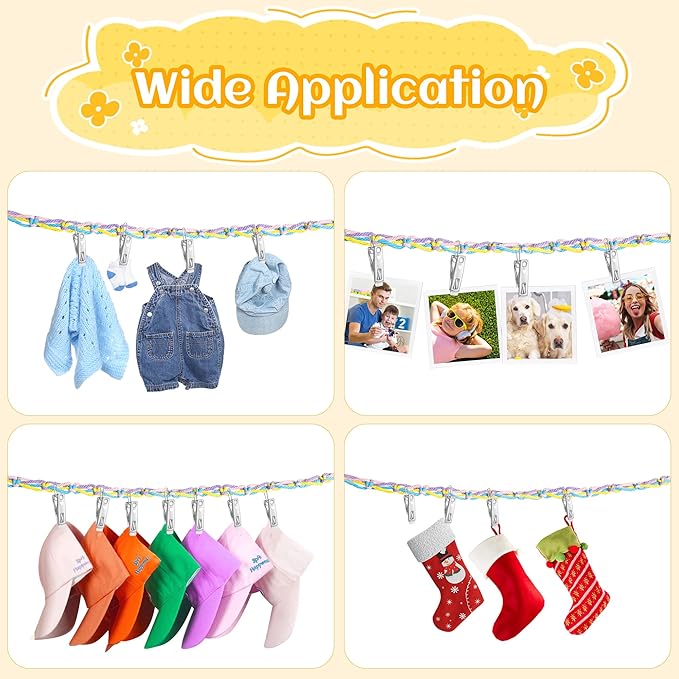 Hanging Stuffed Animal Storage Hammock - 78 Inch Stuffed Animal Net with 20 PCS Metal Clips, Macrame Stuff Animals Organizer for Room Decor