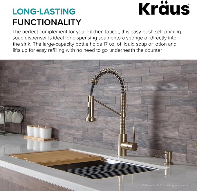 KRAUS Boden Kitchen Soap and Lotion Dispenser in Spot Free Antique Champagne Bronze, KSD-53SFACB